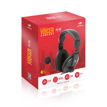 Fone de Ouvido Headset com Microfone com Plug P2 Preto Voicer Comfort C3Tech - PH-60BK