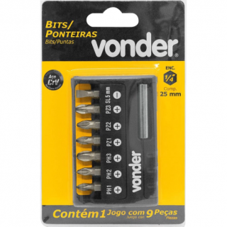 BITS FENDA/PHILIPS 1/4 X 25MM C/EXT. (CART. C/9) - VONDER