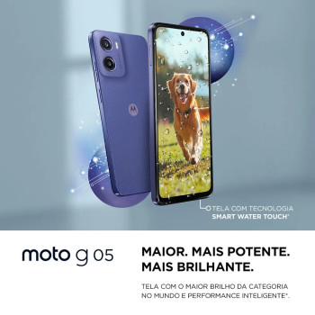 Smartphone Motorola G05 XT2523-2, 128GB, 12GB (4GB RAM +8GB RAM Boost), Android 15, Câmera Frontal 8MP, Cinza