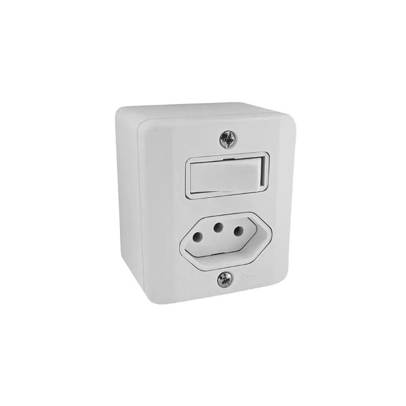 INTERRUPTOR SOB. 1S + T 2P+T 10A HORIZONTAL BRANCA PRATA RADIAL INTERRUPTOR SOB. 1S + T 2P+T 10A HORIZONTAL BRANCA PRATA RADIAL