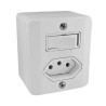 INTERRUPTOR SOB. 1S + T 2P+T 10A HORIZONTAL BRANCA PRATA RADIAL