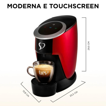 Cafeteira Espresso Três Corações Touch, Multibebidas, Automática, Vermelha 127V