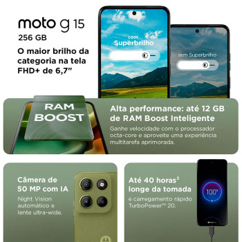 Smartphone Motorola G15, XT2521-2, 256GB 12GB (4GB RAM + 8GB RAM Boost) Grafite