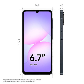 Samsung Galaxy A07, 128GB, 4GB RAM + RAM Plus até 4GB, Preto