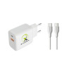 Carregador de Celular Parede com 2 Portas USB-A/USB-C 3.0A 40W GaN Bivolt Cabo Type-C Branco X-Cell - XC-UR100-B