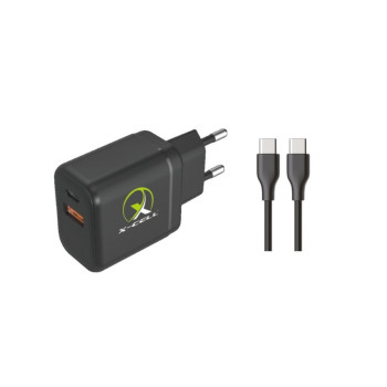 Carregador de Celular Parede com 2 Portas USB-A/USB-C 3.0A 40W GaN Bivolt Cabo Type-C Branco X-Cell - XC-UR100-P