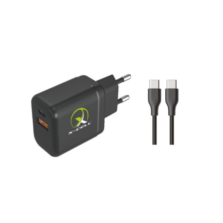 Carregador de Celular Parede com 2 Portas USB-A/USB-C 3.0A 40W GaN Bivolt Cabo Type-C Branco X-Cell - XC-UR100-P