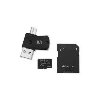 Cartão de Memória Multilaser 32 GB Micro Ultra High Speed Classe 10 SD+USB+OTG com Adaptador - MC151