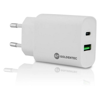 Carregador de Celular Parede com 2 Portas USB/Type-C 3.0A 20W Ultra Rápido Bivolt Branco Goldentec Get - 62082