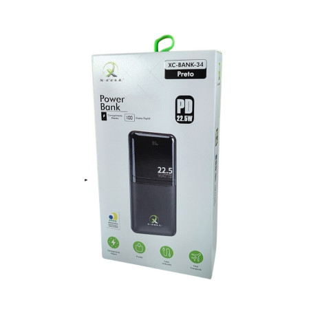 Carregador de Celular Portátil Power Bank 15.000mAh 22.5w 2 USB + 2 USB-C Preto X-Cell - XC-BANK-34 - P