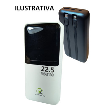 Carregador de Celular Portátil Power Bank 20.000mAh 22.5w 2 USB + 2 USB-C Preto X-Cell - XC-BANK-35 - P
