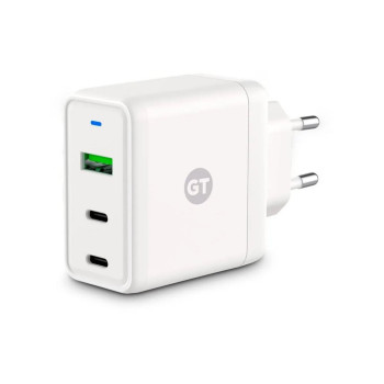 Carregador de Celular / Notebook Parede com 1 USB 3.0 + 2 Portas Type-C 65W Ultra Rápido Bivolt Branco Goldentec Get - GT 55020