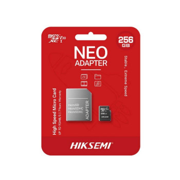 Cartão de Memória Hiksemi 256 GB Micro SDXC Classe 10 com Adaptador - HS-TF-C1(STD)/256G/NEO
