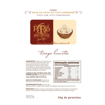 WHEY 100% CHEF WHEY ZERO LACTOSE PARIS 6 800G COCO C/ LEITE CONDENSADO POTE