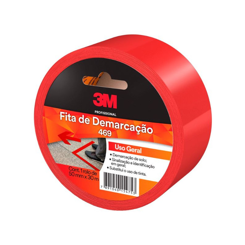 Fita Adesiva 50Mmx30M Para Demarcacao vermelho 3M 3m