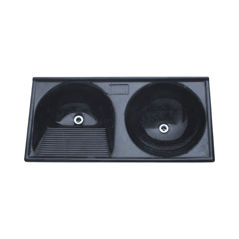 Tanque MarmoFibra 102x50cm Preto Absoluto  Duplo Decoralita