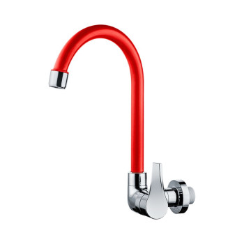 Torneira Para Cozinha Parede Bica Movel 1/2 Twist Vermelha Herc