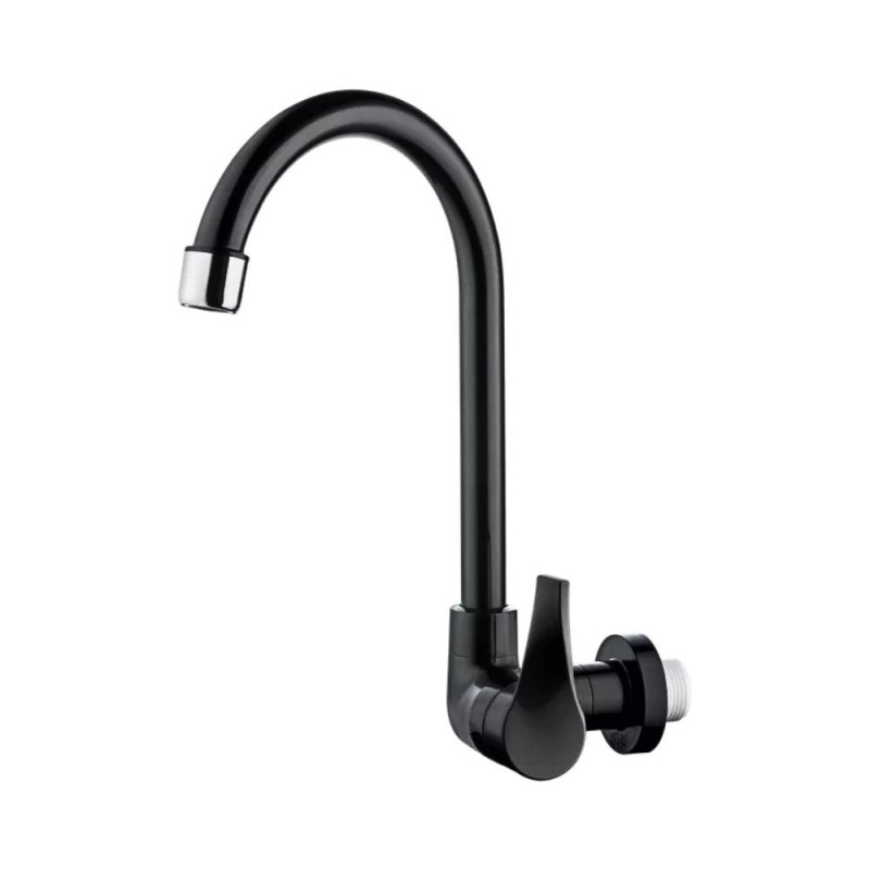 Torneira Para Cozinha Parede Bica Movel 1/2 Twist Preta Herc