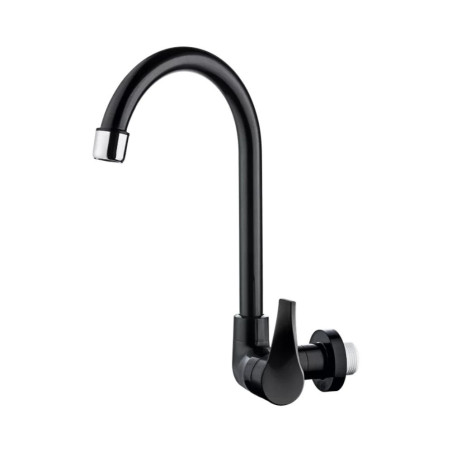 Torneira Para Cozinha Parede Bica Movel 1/2 Twist Preta Herc