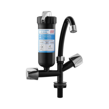 Torneira de Mesa Bica Movel 1/2" PLus Preto/Cromado Com Filtro  Herc