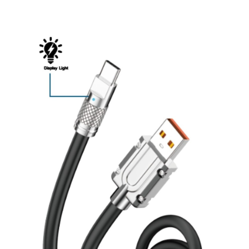 Cabo USB A-Macho - Type-C 1 Metro 6A Blindado Preto X-Cell - XC-CD-118