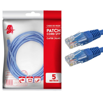 Cabo Patch Cord Cat.5 5,0 Metros Azul 5+ 018-1768/1068
