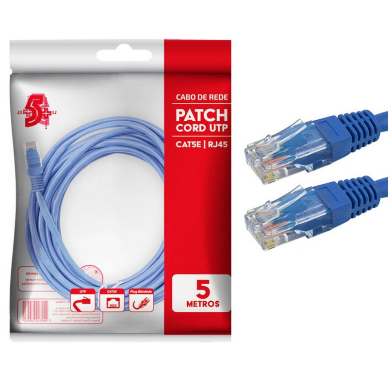 Cabo Patch Cord Cat.5 5,0 Metros Azul 5+ 018-1768/1068