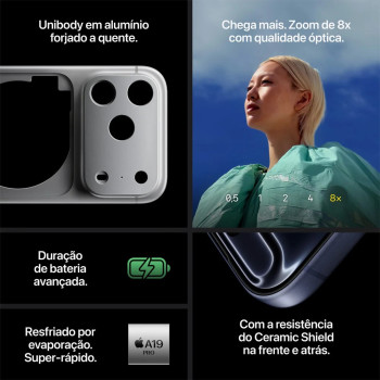 iPhone 17 Pro Apple 256GB, Câmera Tripla Fusion de 48MP, Tela 6.3" Super Retina XDR, Laranja-cósmico