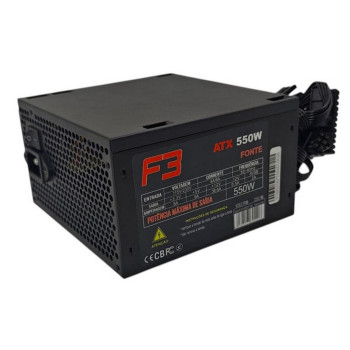 Fonte para Micro Computador ATX 550W F3 FT-550 com Cabo de Força - 1606