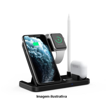 Carregador sem Fio com Qi 4 em 1 Compatível iPhone, Apple Watch, AirPod e Apple Pencil - Goldentec - 45204