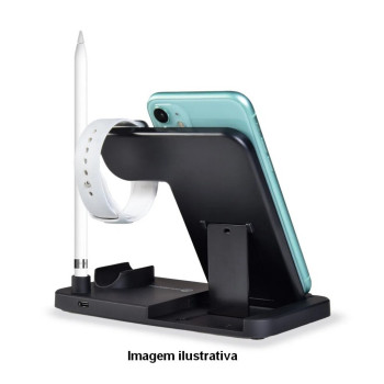 Carregador sem Fio com Qi 4 em 1 Compatível iPhone, Apple Watch, AirPod e Apple Pencil - Goldentec - 45204
