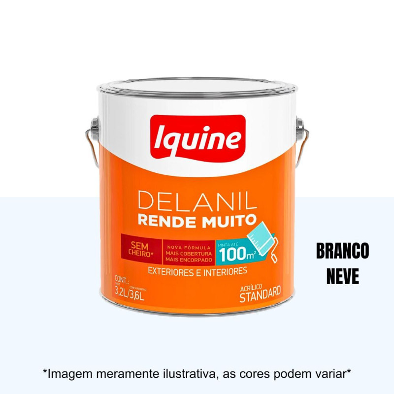 Tinta Acrilica Delanil 3.6 Litros Branco Neve Fosco Aveludado  Iquine