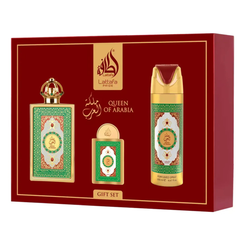 Kit Lattafa Queen Of Arabia Gift Set Bergamot - 3 em 1 - Eau de Parfum - Femenino- 100ML