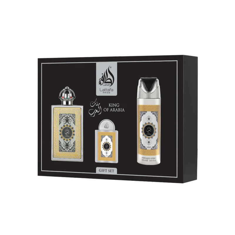 Kit Lattafa Queen Of Arabia Gift Set Raspberry - 3 em 1 - Eau de Parfum - 100ML