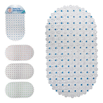Tapete para banheiro oval pontiinhos 33x61cm
