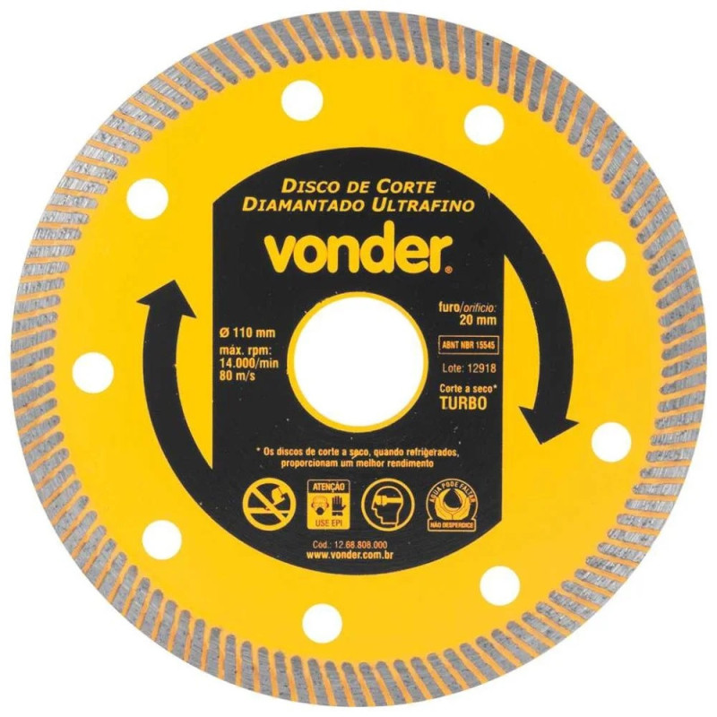 DISCO DIAMANTADO 110MM ULTRAFINO PORCELANATO-VONDER