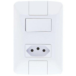 INTERRUPTOR 1 TECLA S. 06A + TOMADA 2P+T 10A HORIZONTAL ARIA TRAMONTINA