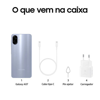 Samsung Galaxy A07 256GB 8GB RAM + RAM Plus até 8GB, Violeta