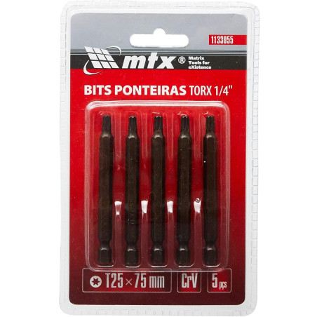 KIT BITS/PONTEIRA 5PCS TORX 1/4 T25X75MM