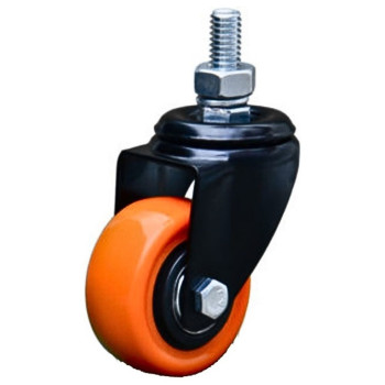 Rodizio Pvc Sem Freio Giratorio Preto e Laranja 74Mm Colson