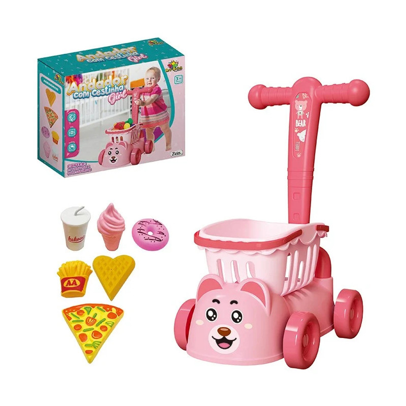 Andador baby c/cestinha e 6 acesorios girl