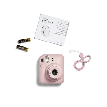Kit Câmera Instax Mini 12 com pack 10 fotos Mermaid Tail e Bolsa Rosa