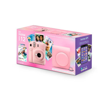 Kit Câmera Instax Mini 12 com pack 10 fotos Mermaid Tail e Bolsa Rosa