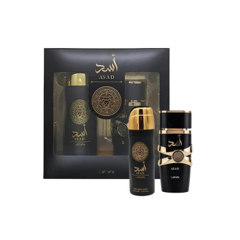 Kit Lattafa Asad Edp 100 Ml + Deo Spray 200 Ml Set 2 Cps Hombre