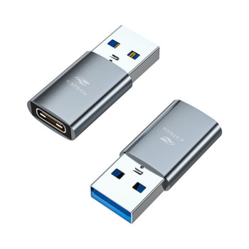 Adaptador USB Macho-A x Type-C Fêmea 3.0 Preto C3TECH - OTG-10