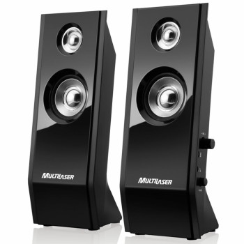 Caixa de Som Multilaser Shadow 2.0 Canais 8W RMS Preto Piano USB - SP091