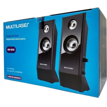 Caixa de Som Multilaser Shadow 2.0 Canais 8W RMS Preto Piano USB - SP091
