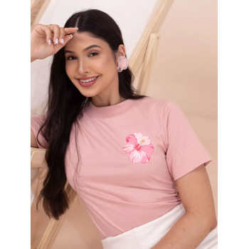 T-Shirt Feminina Flor de Hibisco Estampada | Silva Shopping