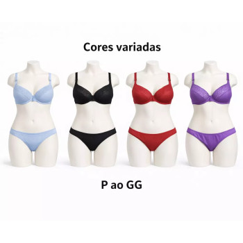 Conjunto Lingerie Renda e Microfibra Cores Sortidas | Silva Shopping