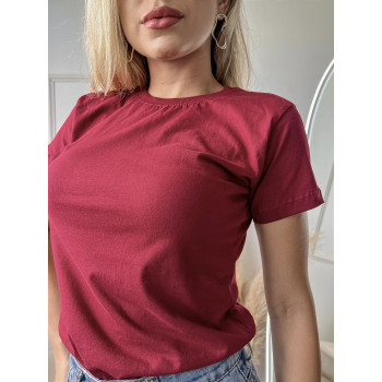 TSHIRT NO ALGODÃO LISA GOLA NA RIBANA - MARSALA